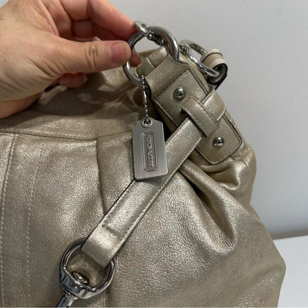 Coach Metallic Taupe Shoulder Bag with Chain Detail - Picture 3 of 7